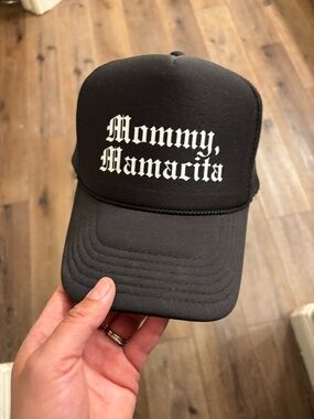 OTTO Black Mesh Trucker Hat with Red Logo